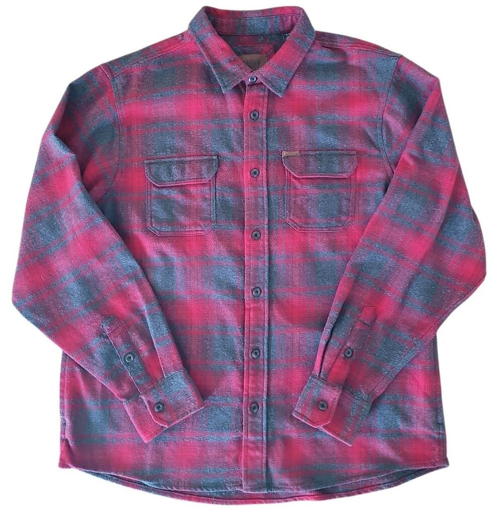 Orvis Men's XL Heavyweight Flannel Shirt Red Plaid Button Front Shacket Gorpcore